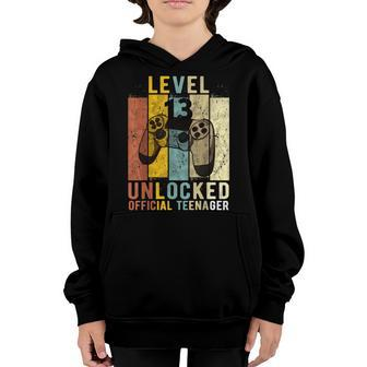 13 Year Old Birthday Official Nager Level 13 Unlocked Youth Hoodie - Seseable