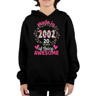 20 Years Old 20Th Birthday Born In 2002 Women Girls Floral Youth Hoodie - Seseable