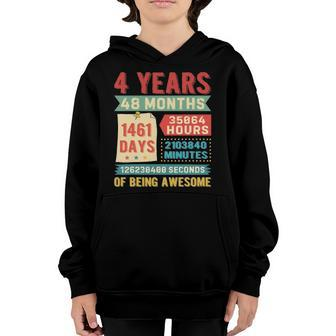 4Th Birthday For Girls Boys 4 Years Old Being Awesome Bday Youth Hoodie | Mazezy