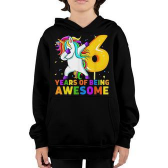 6 Years Old Unicorn Dabbing 6Th Birthday Unicorn Party Youth Hoodie - Seseable