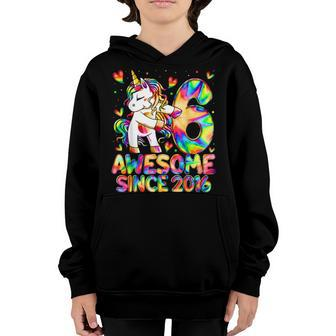 6Th Birthday Colorful Tie Dye 6 Year Old Unicorn Girls Gifts Youth Hoodie - Seseable