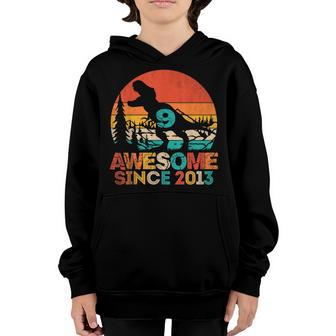 9 Year Old Dinosaur Awesome Since 2013 9Th Birthday Boy Kids Youth Hoodie - Seseable