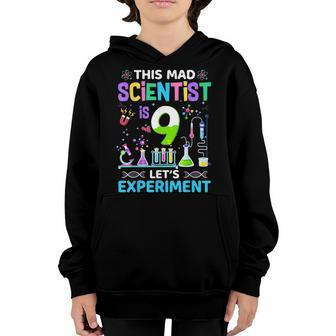 9 Years Old 9Th Birthday Boys Girls Science Theme Party Youth Hoodie - Seseable