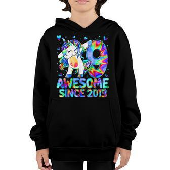 9Th Birthday Colorful Tie Dye 9 Year Old Unicorn Girls Gifts V2 Youth Hoodie - Seseable