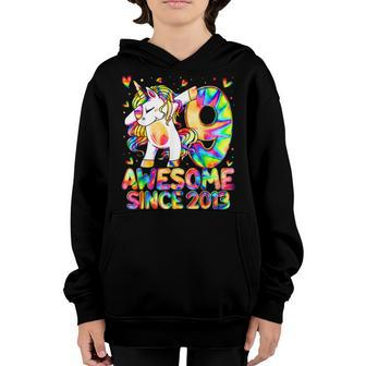 9Th Birthday Colorful Tie Dye 9 Year Old Unicorn Girls Gifts Youth Hoodie - Seseable