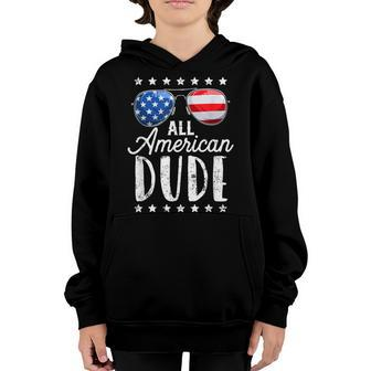 All American Dude 4Th Of July Boys Kids Sunglasses Family  Youth Hoodie