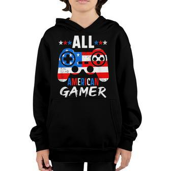 All American Gamer 4Th Of July Gaming Lovers Patriotic Youth Hoodie - Seseable