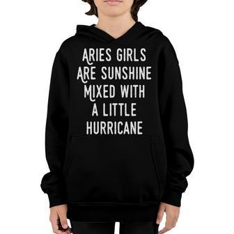 Aries Girls Are Sunshine Mixed With A Little Hurricane Youth Hoodie - Seseable