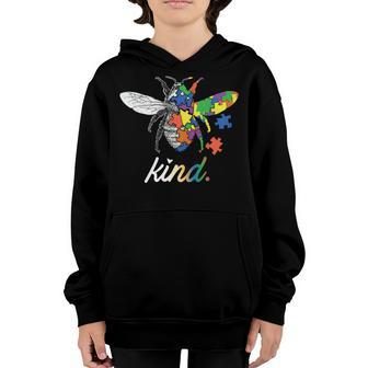 Bee Bee Bee Kind Beautiful Autism Awareness Gift Puzzl V2 Youth Hoodie - Monsterry CA
