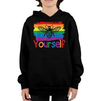 Bee Bee Bee Yourself Butterfly Gay Pride Lgbtq Funny Rainbow Bee Bee V11 Youth Hoodie - Monsterry