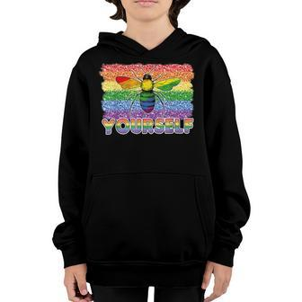 Bee Bee Bee Yourself Butterfly Gay Pride Lgbtq Funny Rainbow Bee V10 Youth Hoodie - Monsterry