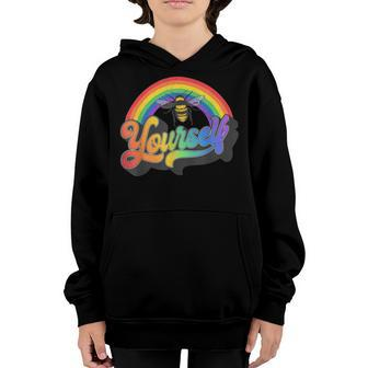 Bee Bee Bee Yourself Gay Pride Lgbtq Funny Rainbow Bee_ V4 Youth Hoodie - Monsterry
