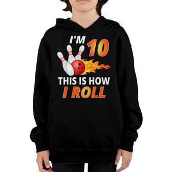 Bowling Birthday 10 Year Old Boy Funny Bowler Girl Kids Youth Hoodie - Seseable
