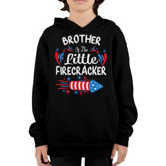 Brother Of The Little Firecracker 4Th Of July Birthday Party Youth Hoodie - Seseable