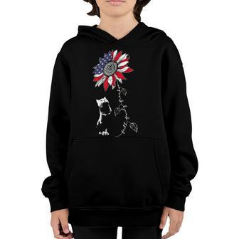 Cat And Sunflower 4Th Of July Patriotic Faith Family Freedom Youth Hoodie - Seseable