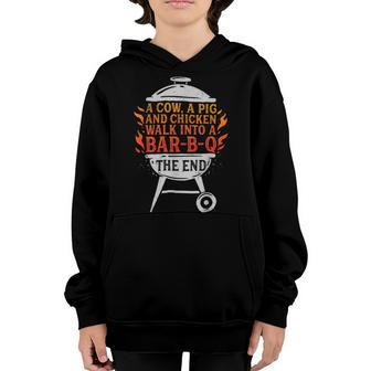 Chicken Chicken Chef A Cow A Pig And A Chicken Walk Into A Bbq Barbecue V2 Youth Hoodie - Monsterry