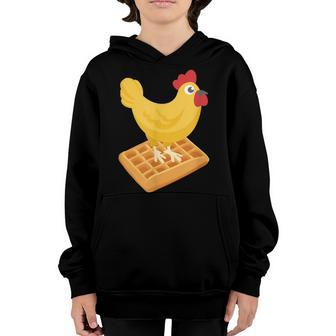 Chicken Chicken Chicken & Waffles Funny Breakfast V2 Youth Hoodie - Monsterry