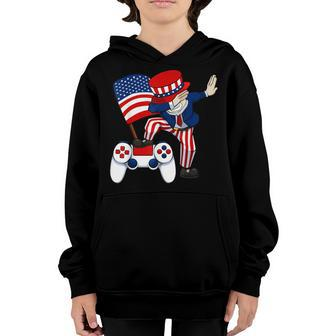 Dabbing Patriotic Gamer 4Th Of July Video-Game Controller Youth Hoodie - Seseable