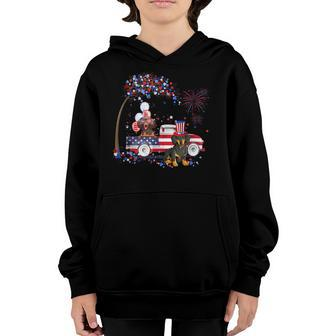 Dachshund American Truck 4Th Of July Dachshund Dog Lovers Youth Hoodie - Seseable