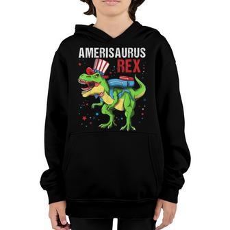 Dinosaur 4Th Of July Kids Boys Men Amerisaurus T Rex Funny Youth Hoodie - Seseable