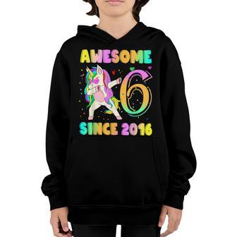 Family Party 6 Years Old Dabbing Unicorn 6Th Birthday Girl Youth Hoodie - Seseable
