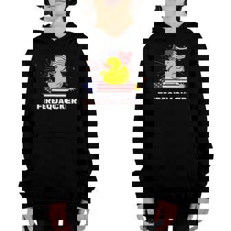 Fourth Of July Usa Patriotic Firecracker Rubber Duck Youth Hoodie | Mazezy