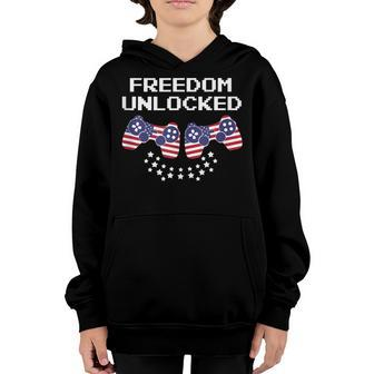 Freedom Unlocked Gamer 4Th Of July Video Games Youth Hoodie - Seseable
