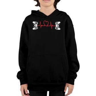 Gamer Heartbeat Valentines Day Cool Video Game Gaming Gift Youth Hoodie | Mazezy