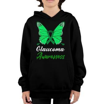 Glaucoma Awareness Butterfly Green Ribbon Glaucoma Glaucoma Awareness Youth Hoodie | Favorety DE