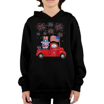 Gnome 4Th Of July Red Truck Fireworks Holiday Patriotic Youth Hoodie - Seseable