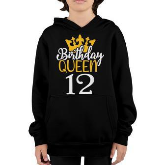 Happy 12Th Birthday Queen 12 Years Old Party Ideas For Girls Youth Hoodie - Seseable