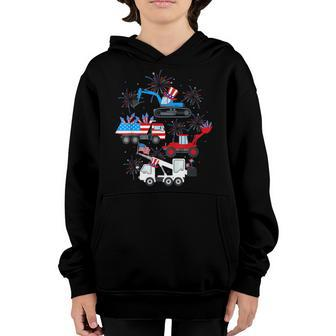 Happy 4Th Of July Crane Truck Construction Toddler Boys Youth Hoodie - Seseable