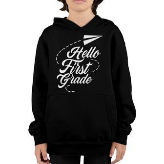 Hello First Grade Pupil School Back Welcome Youth Hoodie | Mazezy