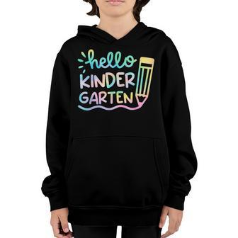Hello Kindergarten Tie Dye Teachers Kids Back To School Youth Hoodie - Seseable