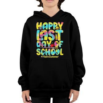Hello Summer Happy Last Day Of School 2022 Tie Dye Vacation Youth Hoodie | Mazezy