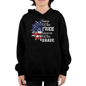 Home Of The Free Because Of The Brave 4Th Of Sunflower Youth Hoodie | Mazezy