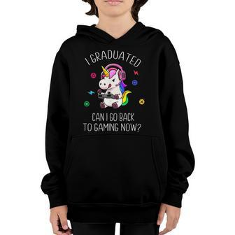 I Graduated Can I Go Back To Gaming Now Unicorn Graduation Youth Hoodie | Mazezy