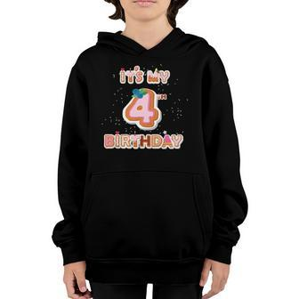 Its My 4Th Birthday Donut - 4 Years Old B-Day Girl Youth Hoodie | Mazezy
