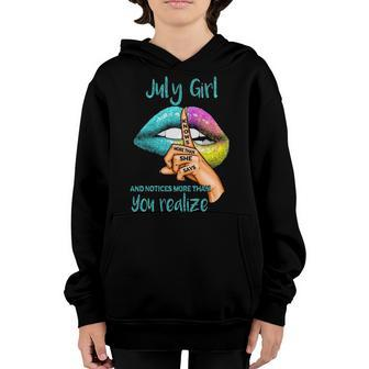 July Girl Gift July Girl Knows More Than She Says Youth Hoodie - Seseable