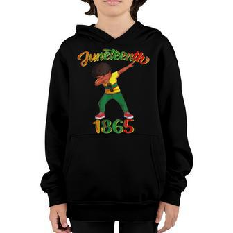 Juneteenth 1865 Dab Black Boy Brown Skin Afro American Boys Youth Hoodie | Mazezy