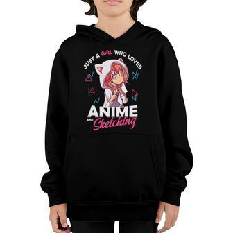 Just A Girl Who Loves Anime And Sketching Otaku Anime Merch Youth Hoodie | Mazezy AU