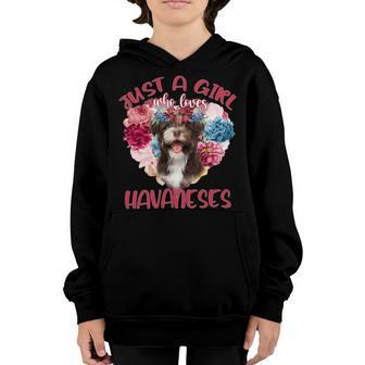 Just A Girl Who Loves Havaneses Flower Heart Youth Hoodie - Monsterry