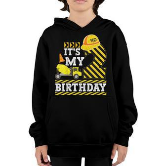 Kids 2 Years Old Boy Its My 2Nd Birthday Construction Truck Youth Hoodie - Seseable