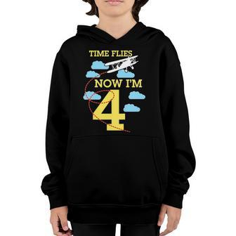 Kids 4Th Birthday Airplane Tee 4 Years Old Birthday Youth Hoodie | Mazezy DE
