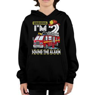 Kids Fire Truck 2Nd Birthday Boy Toddler Firefighter Youth Hoodie - Seseable