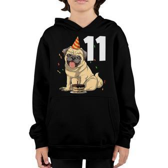 Kids Pug Birthday 11 Pug 11Th Birthday Outfit Pug 11Th Party Youth Hoodie | Mazezy