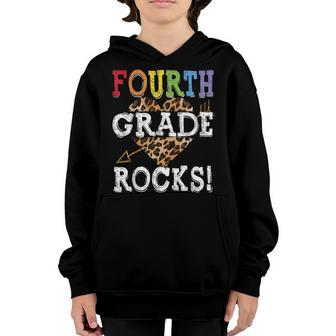 Leopard 4Th Grade Rocks Squad Teacher Youth Back To School Youth Hoodie - Seseable