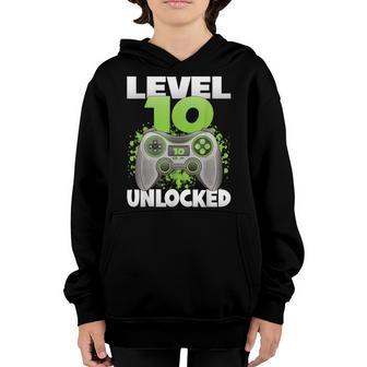 Level 10 Unlocked Video Gaming 10Th Birthday 2012 Gamer Game Youth Hoodie - Seseable