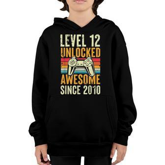 Level 12 Unlocked Awesome 2010 12Th Birthday Boy Video Game Youth Hoodie - Seseable