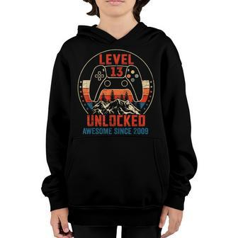 Level 13 Unlocked Video Gamer Awesome Since 2009 Vintage Youth Hoodie - Seseable